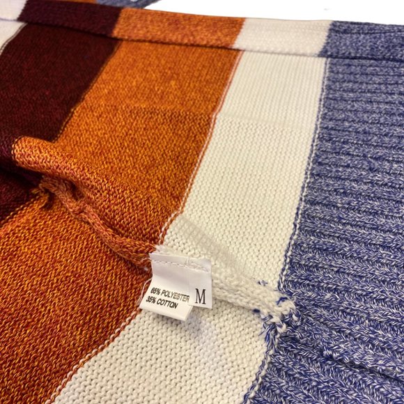 Women's Rainbow Colorblock Open Front Knitwear Oversized Comfy Cardigan Sweater - Picture 4 of 4